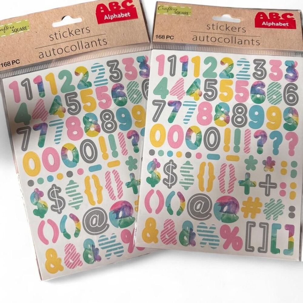 2 Pack Alphabet Number Stickers Scrapbook Planner Journal Craft Stickers